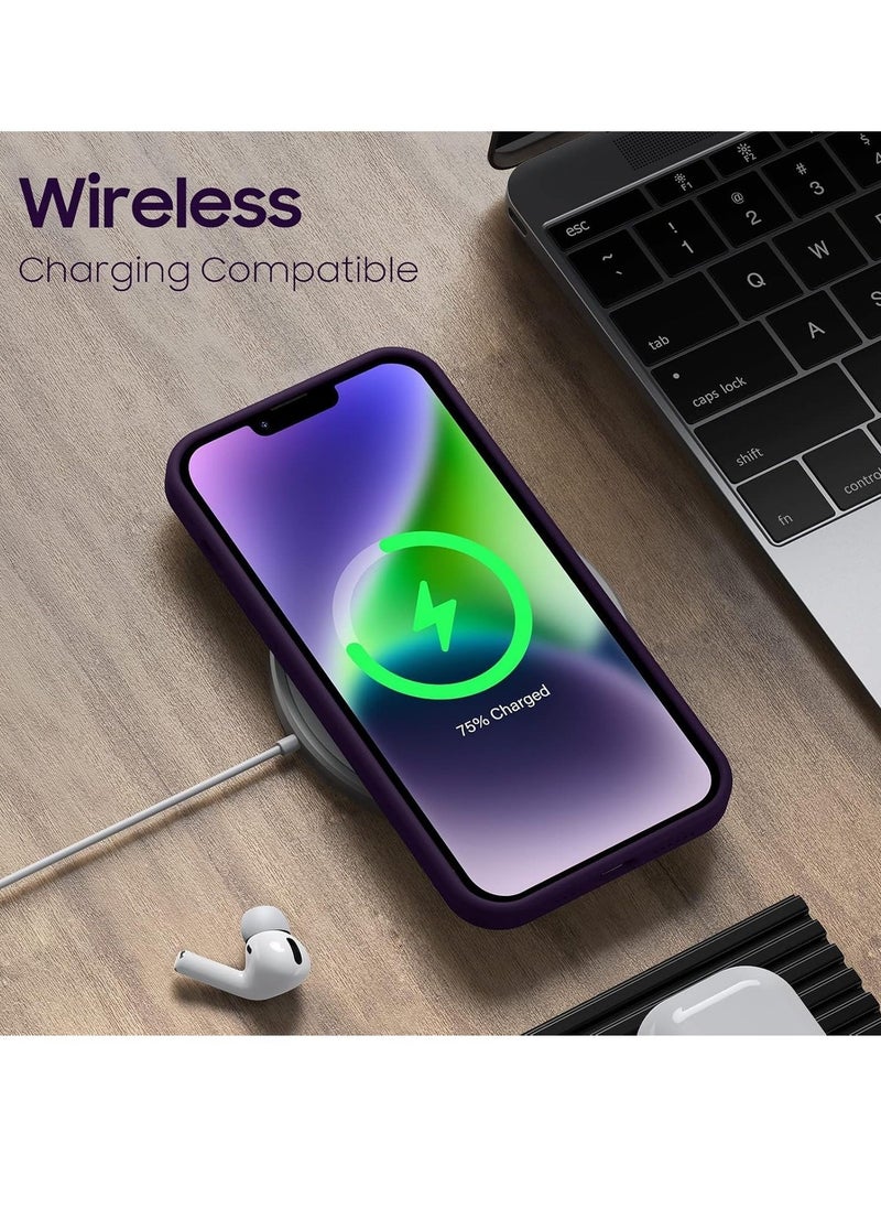 ELTRAZONE "iPhone 14 Case – [5 in 1 Set] with 2 Pack Screen Protectors + 2 Pack Camera Lens Protectors, Liquid Silicone Full Body Protection, Shockproof Drop Protection, 6.1 Inch (Dark Purple)" - Image 2