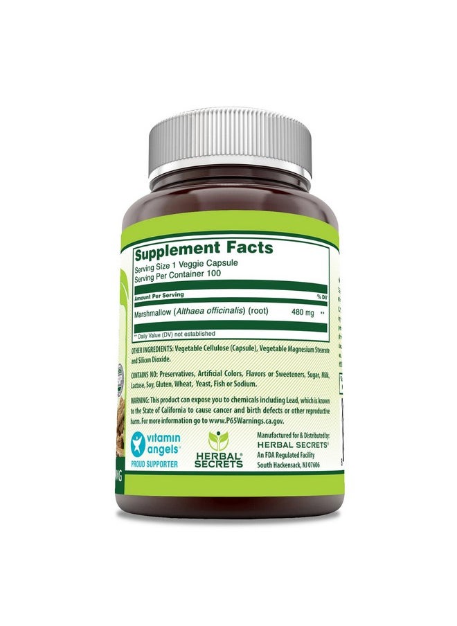 Herbal Secrets - Marshmallow Extract 480Mg 100 Veggie Capsules Dietary Supplement - Image 1