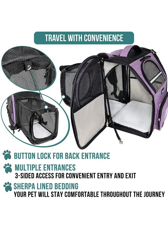 PetAmi Dog Cat Backpack Carrier, Expandable Pet Carrier Backpack For Travel Hiking, Small Medium Dog Puppy Large Cat Carrying Backpack, Airline Approved Ventilated Soft Back Support, 18 Lbs, Purple - Image 4