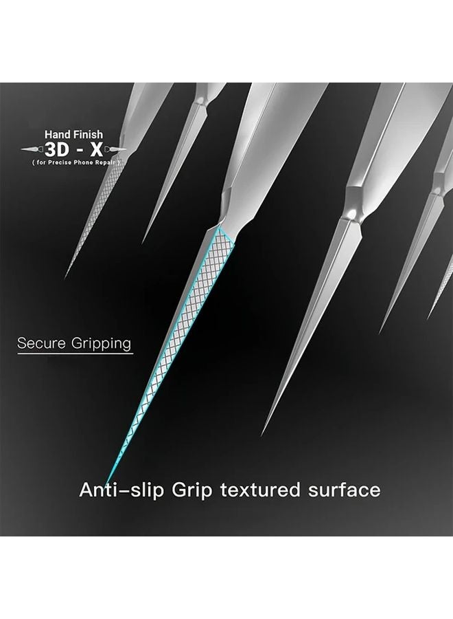 3D X Handheld Tweezers Model TW02 Anti Slip Grip Precision Metal Electronics Repair Tool - Image 2