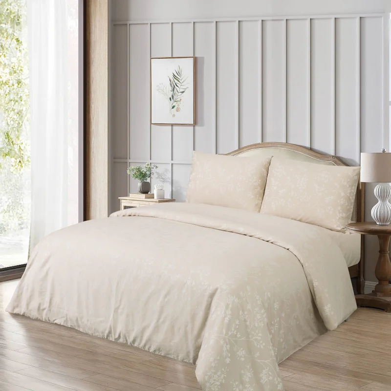 DWELL GARDENIA JACQUARD 4PC DUVET COVER SET - BEIGE