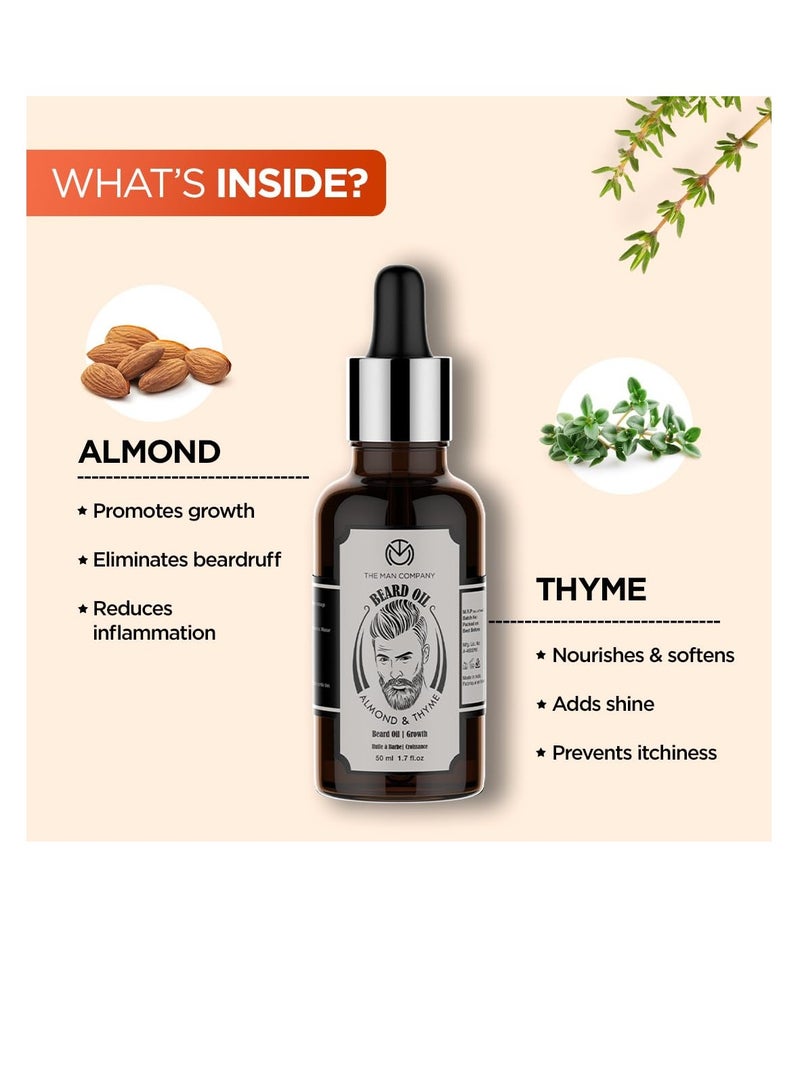 The Man Company The Man Company 100% Natural Beard Oil 50 ml with Almond and Thyme for Faster  Thicker and Longer Beard  Best Beard Growth Oil for Men Nourishes  Strengthens Uneven Patchy Beard - Image 3