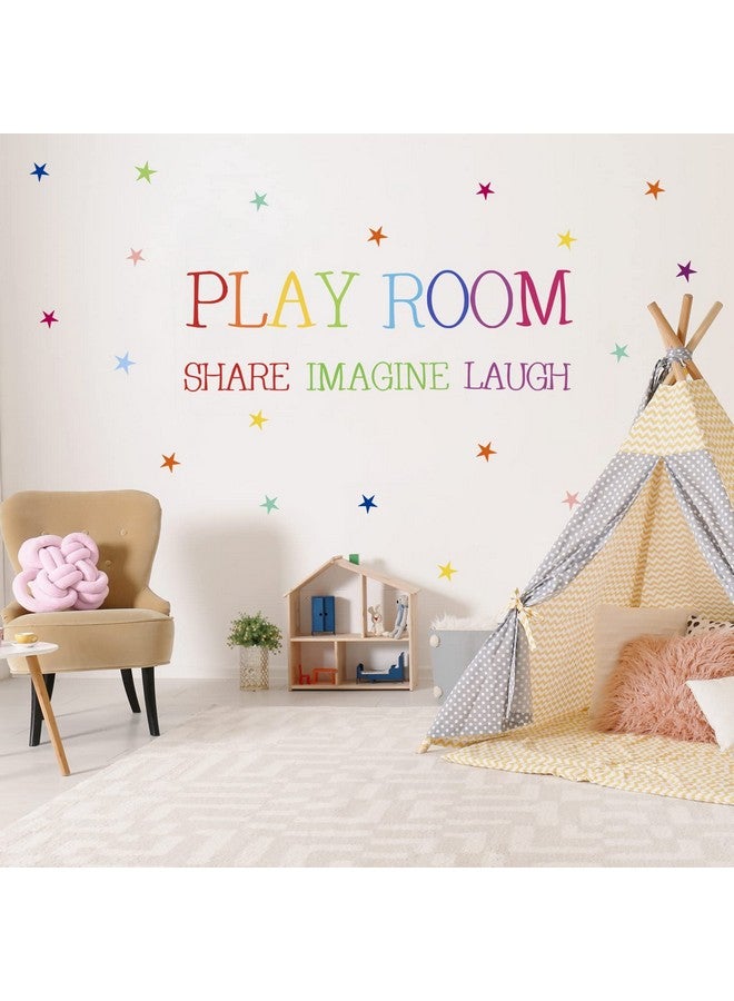 REMASS Playroom Wall Decor Kids Playroom Wall Decals Share Imagine Laugh DIY Wall Stickers for Nursery Playroom Decoration (Crazy Orange) - Image 1
