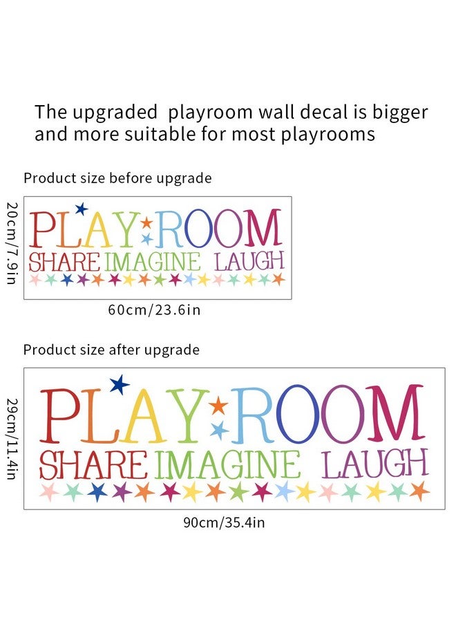 REMASS Playroom Wall Decor Kids Playroom Wall Decals Share Imagine Laugh DIY Wall Stickers for Nursery Playroom Decoration (Crazy Orange) - Image 2