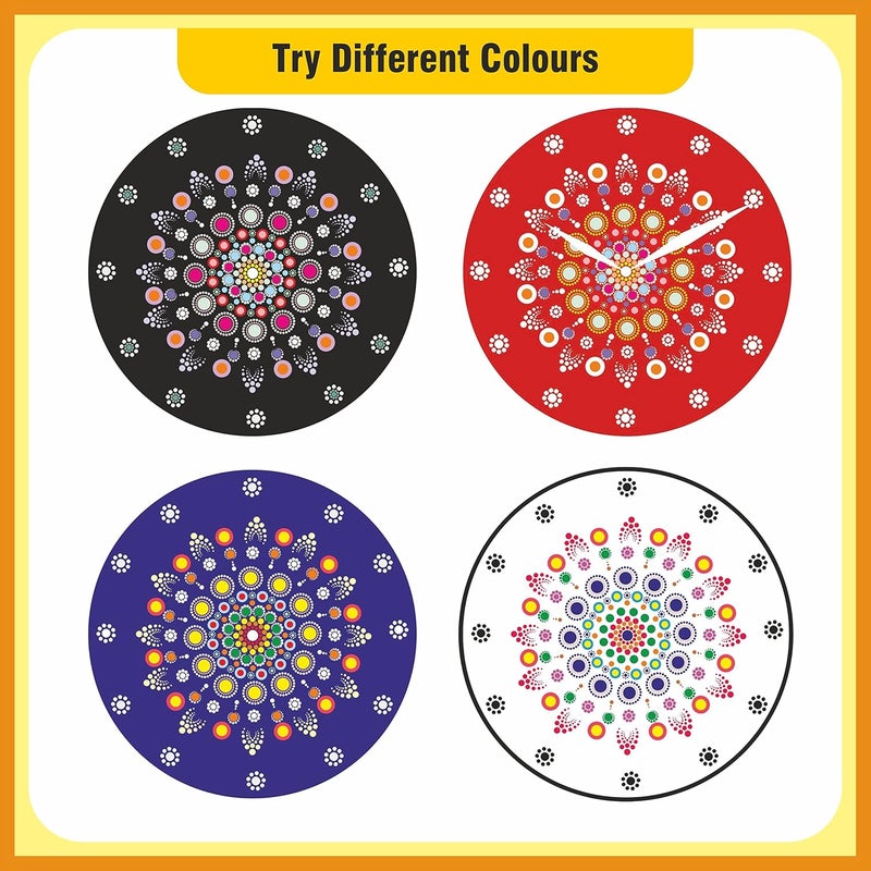 SOLOBOLO Mandala Painting Kit for Adults|DIY Mandala Clock Kit for Home Decor |Craft Materials MDF Cutouts for Art and Craft Kit|Birthday Gifts for Girls|Size-12 Inch Wall Clock MDF|Pack of 3 Sets - Image 3