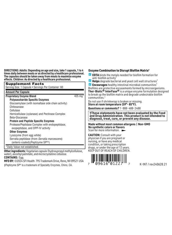 Klaire Labs SFI Health Ther-Biotic InterFase - Multi Enzyme Formula for Digestive Health & Gut Balance - Designed to Support a Healthy Microbiome (60 Capsules) - Image 5