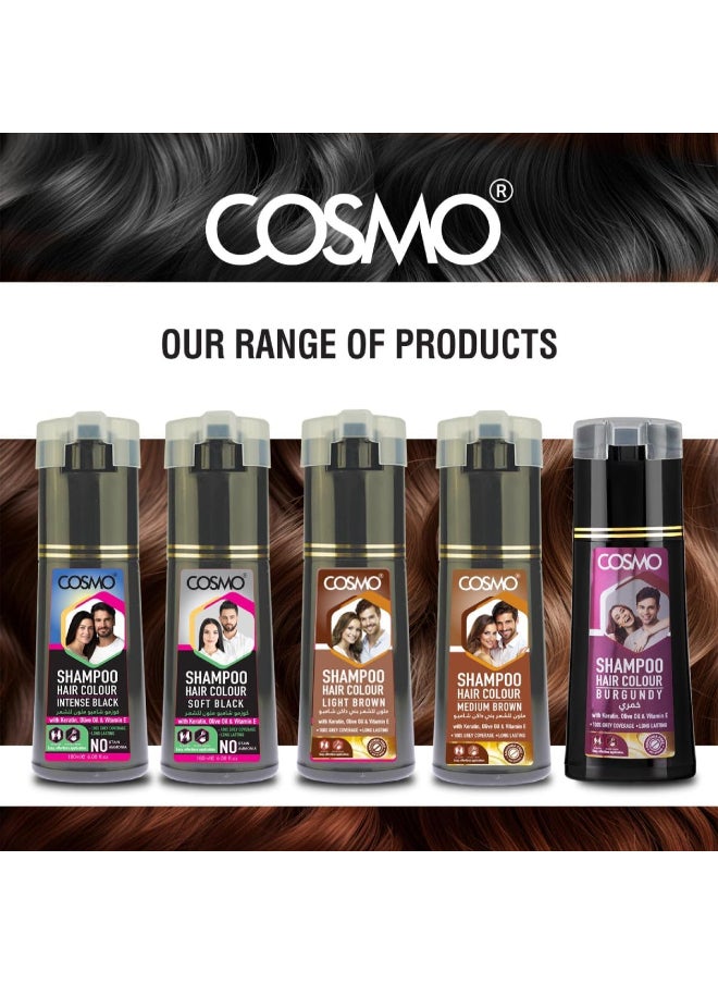 COSMO Cosmo Hair Colour Shampoo Light Brown 180ml for Men and Women  - Image 4