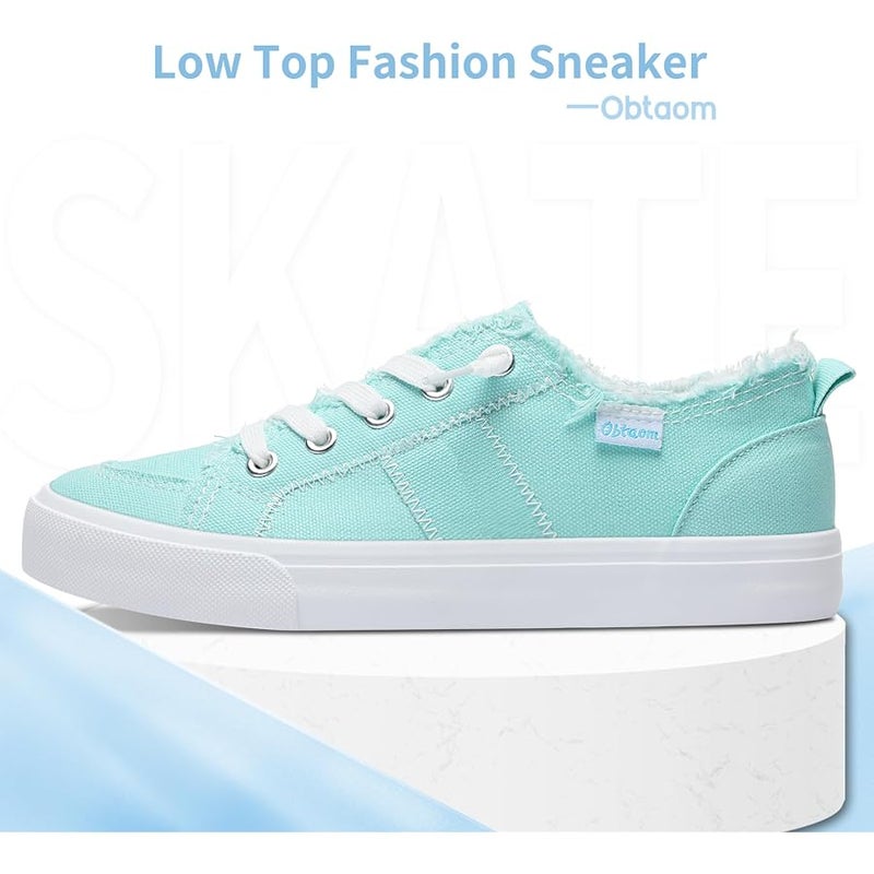Obtaom Women's Play Fashion Sneaker White Color Washed and Leopard Canvas Slip on Shoes - Image 3