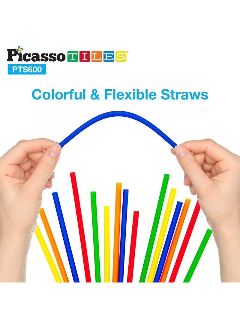 PicassoTiles Picasso Magnetic Straw Construction Set 600-pieces - Image 2
