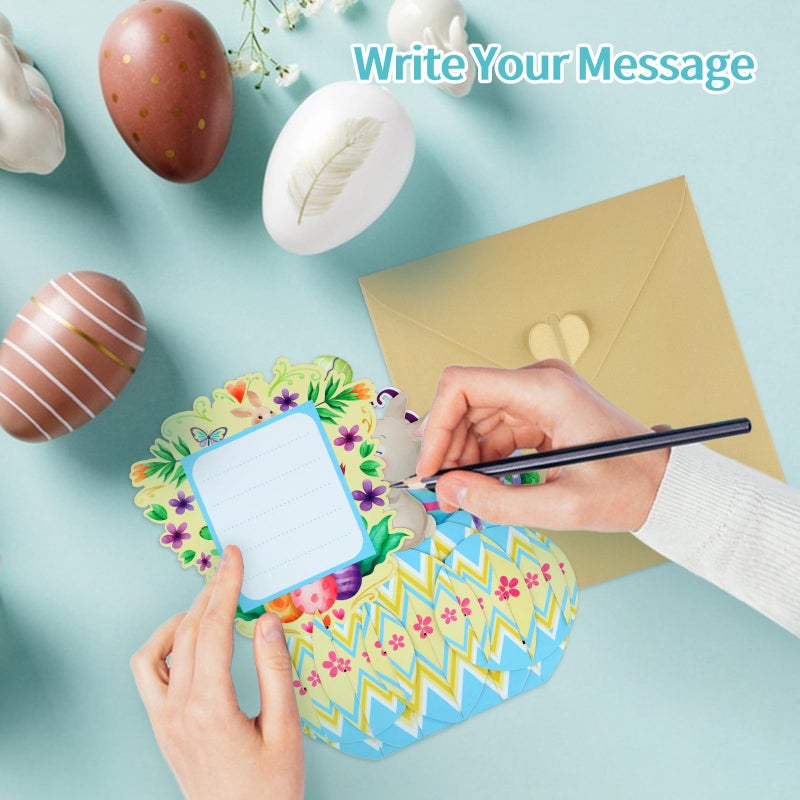 FaCraft Easter Pop Up Cards - Pop Up Easter Greeting Cards for Kids Adults with Golden Envelope, Spring Gift for Daughter Son Friend Family Grandson Granddaughter (3D Bunny & Chick Design) - Image 5