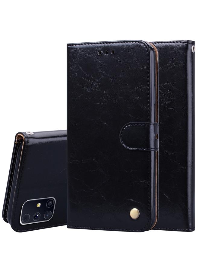 اس-توب جراب لهاتف Samsung Galaxy M31s بتصميم عملي من الجلد بتصميم شمع الزيت مع حامل وفتحات للبطاقات ومحفظة - Image 1