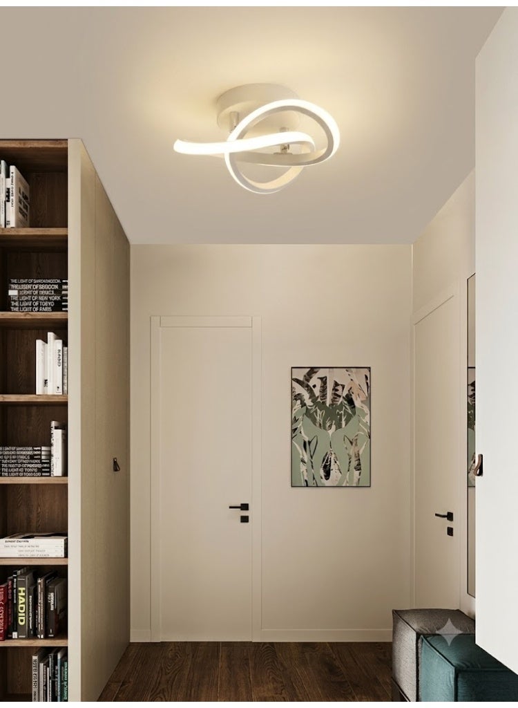 Hallway modern LED ceiling light, fixture black flush mount 3-color adjustable creative design, for washrooms stairwell balcony cloakroom kitchen loft aisle, 22W - Image 1
