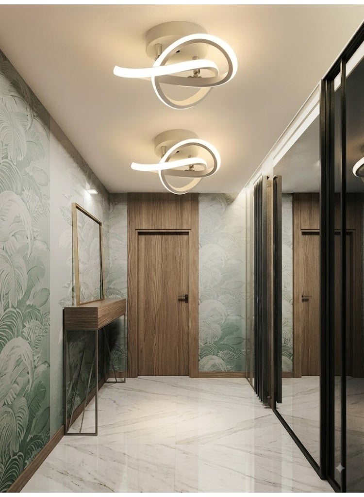 Hallway modern LED ceiling light, fixture black flush mount 3-color adjustable creative design, for washrooms stairwell balcony cloakroom kitchen loft aisle, 22W - Image 5