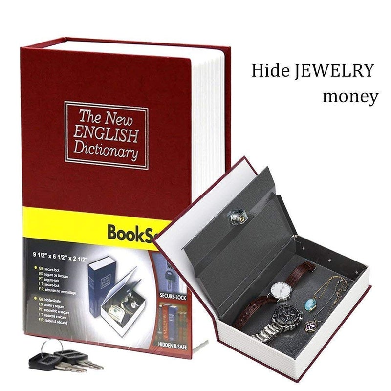 HLZY Book Safe Dictionary Style Iron Locker Jewellery Box Metal Hidden Secret Book Safe Security Dictionary Jewelry Locker Vault Box - Image 4