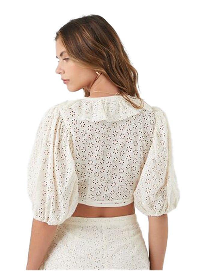 FOREVER 21 - Surplice Eyelet Wrap Crop Top - Image 1