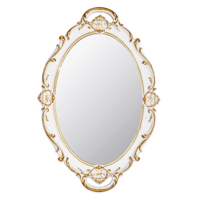 145 X 10 INCHS OVAL ANTIQUE DECORATIVE WALL MIRROR VINTAGE HANGING MIRROR WHITE