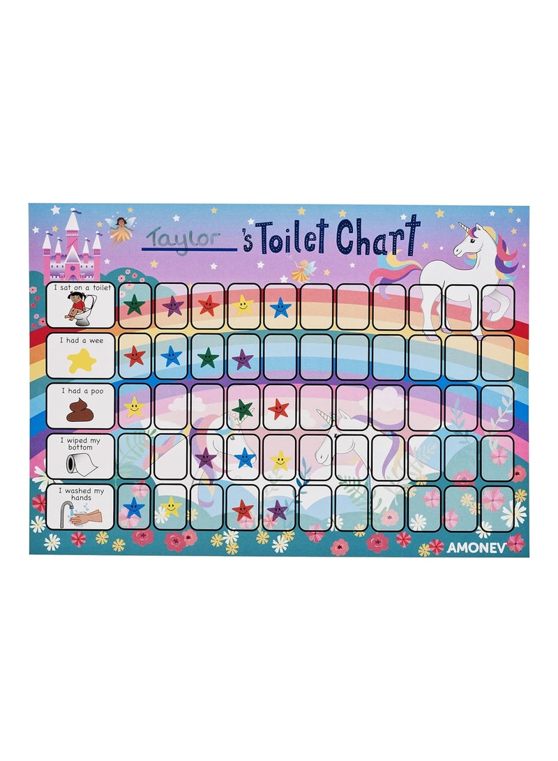 Amonev Unicorn Potty Training Reward Chart and Toilet Training Reward Chart for Boys and Girls Toddlers Twin Pack with 225 Star Stickers Included - Image 2