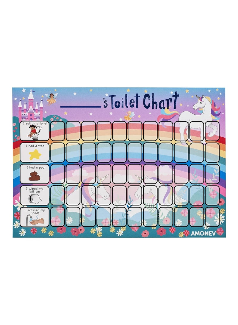 Amonev Unicorn Potty Training Reward Chart and Toilet Training Reward Chart for Boys and Girls Toddlers Twin Pack with 225 Star Stickers Included - Image 4