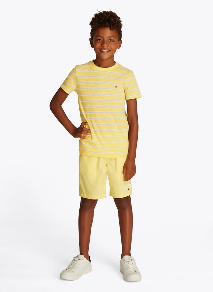 TOMMY HILFIGER Kids Cotton Linen Striped T-Shirt  - Image 1