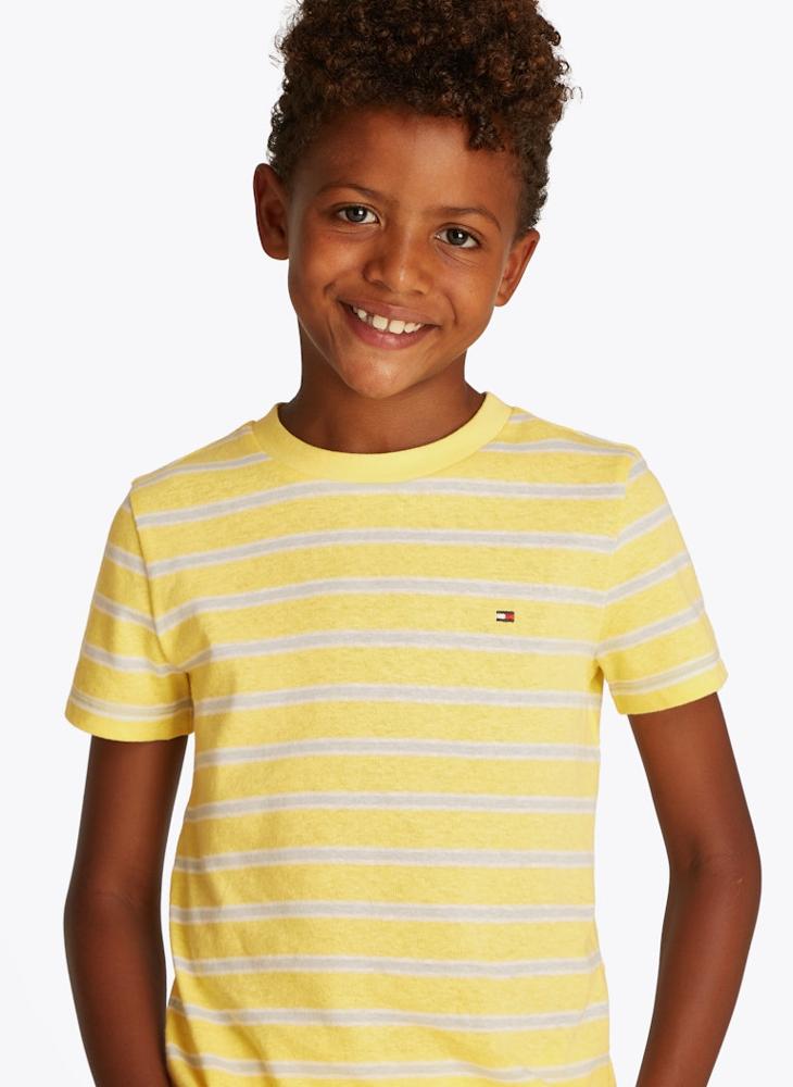 TOMMY HILFIGER Kids Cotton Linen Striped T-Shirt  - Image 3