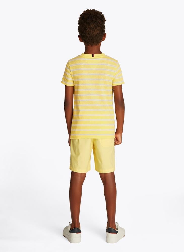 TOMMY HILFIGER Kids Cotton Linen Striped T-Shirt  - Image 2
