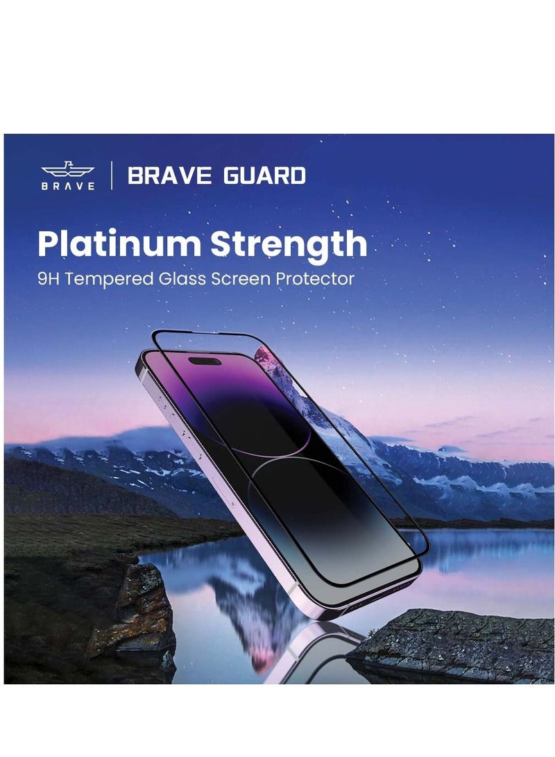 Brave Premium 9H Hardness Tempered Glass Screen Protector for iPhone 14 Pro 6.1 inch - Edge-to-Edge Full Coverage, Bubble-Free, HD Clarity, Scratch and Shatter Resistant, Easy Installation with Alignment Tray - Ultra Slim and Case Compatible for Optimal Protection - Image 2