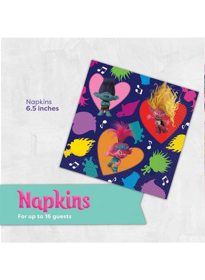 Unique Trolls Birthday Party Decorations | Serves 16 Guests | Trolls Plates, Napkins, Sticker  - Image 4
