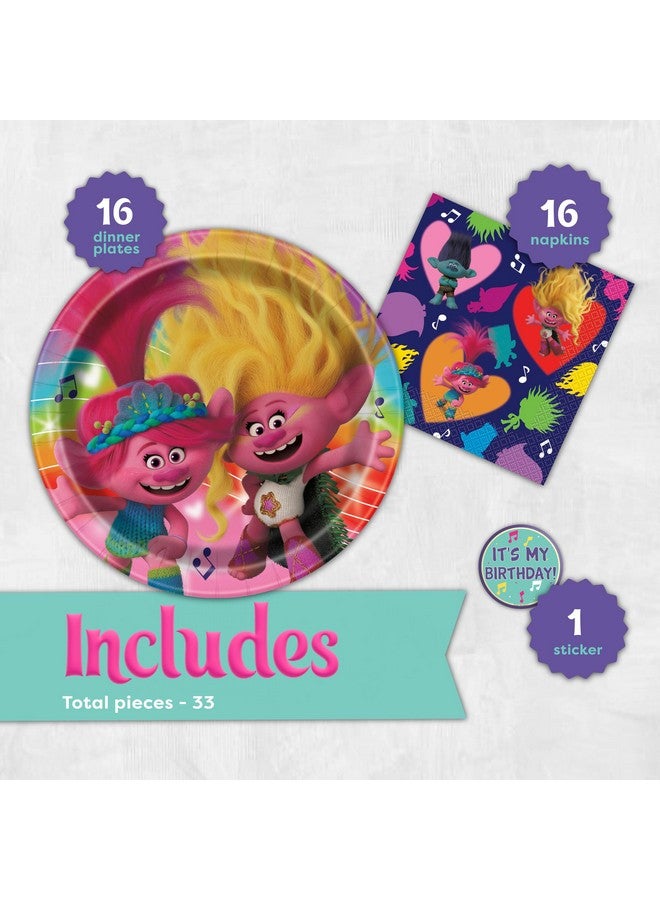 Unique Trolls Birthday Party Decorations | Serves 16 Guests | Trolls Plates, Napkins, Sticker  - Image 2