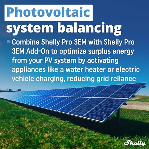 Shelly ملحق مفتاح شيللي برو 3EM | ملحق برو 3EM جهات اتصال جافة تركيب على سكة DIN | أتمتة المنزل | تطبيق iOS Android | لا حاجة إلى محور | الألواح الشمسية | توربينات الرياح - Image 5