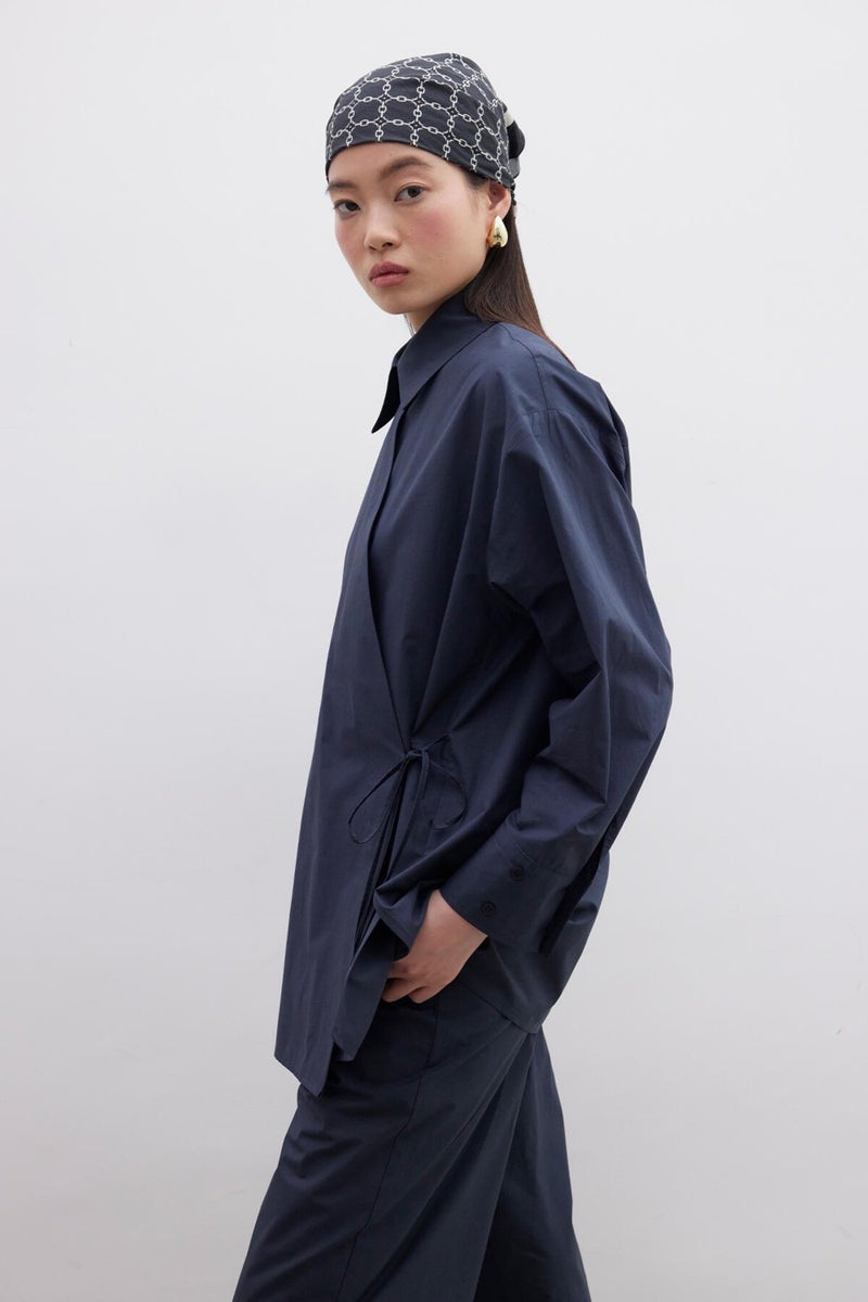 Manuka Double Breasted Closure Premium Shirt Navy Blue  - Image 2