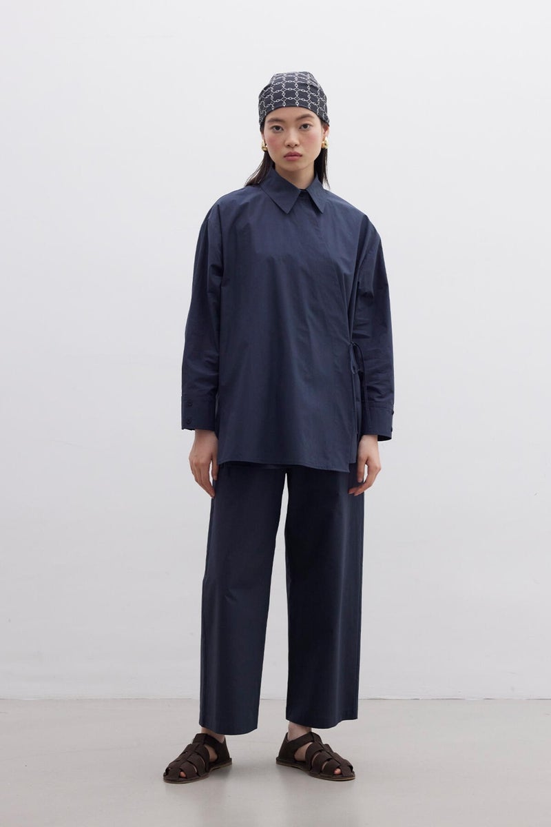 Manuka Double Breasted Closure Premium Shirt Navy Blue  - Image 3