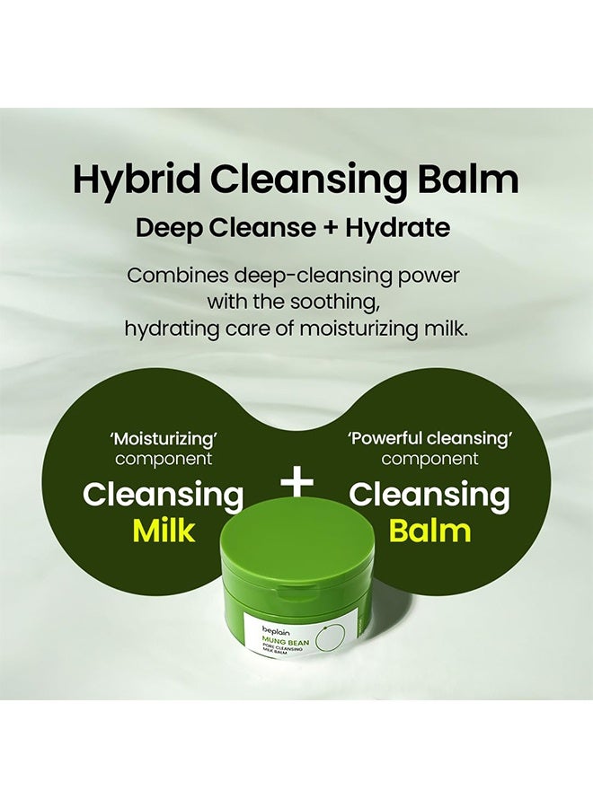 beplain Mung Bean Pore Clay Balm | Fragrance-Free | Korean Makeup Remover for Sensitive Skin | Non-Greasy Sorbet Texture with Ceramides | All-in-One Facial Cleanser 120ml - Image 2