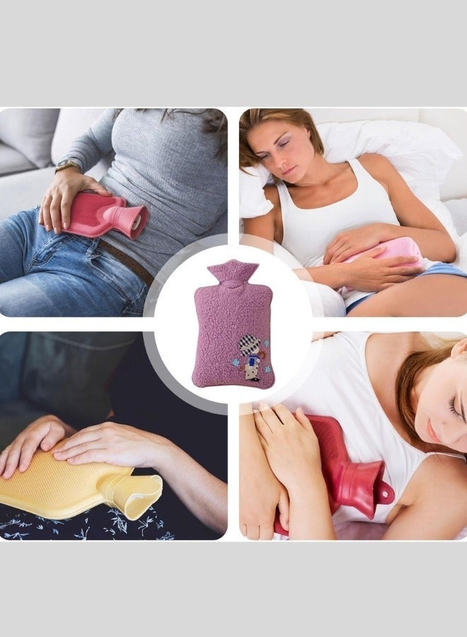Cloudlyn Mini Hot Water Bottle With Thick Plush Cover For Cramps  And Pain Relief Purple - Image 3