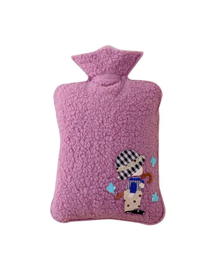 Cloudlyn Mini Hot Water Bottle With Thick Plush Cover For Cramps  And Pain Relief Purple - Image 2