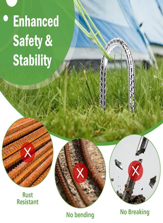 Hikemax 12 Inch Trampoline Wind Stakes for Hind Wind - 4 Pack Heavy duty Ground Anchor Rebar Stakes - Galvanized Steel Tent Stakes U-shaped for Secure Trampolines, Fences, Swings, Tent and Inflatables - Image 5