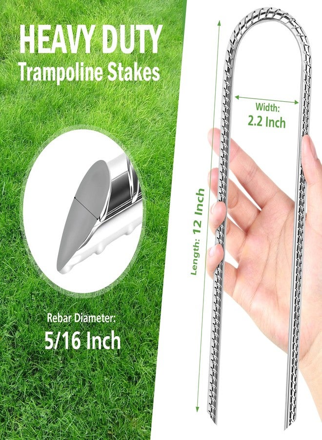 Hikemax 12 Inch Trampoline Wind Stakes for Hind Wind - 4 Pack Heavy duty Ground Anchor Rebar Stakes - Galvanized Steel Tent Stakes U-shaped for Secure Trampolines, Fences, Swings, Tent and Inflatables - Image 2