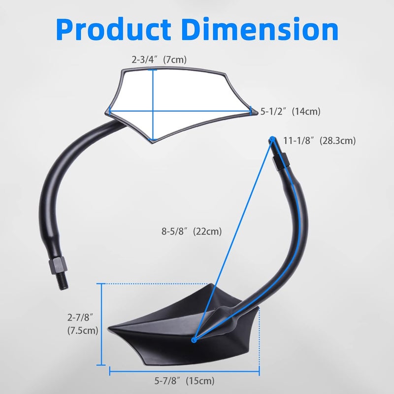 DREAMIZER Black 8mm/10mm Motorcycle Rear View Side Mirrors for Cruiser, Chopper, Sportster, Dyna, Softail, and More - Image 4