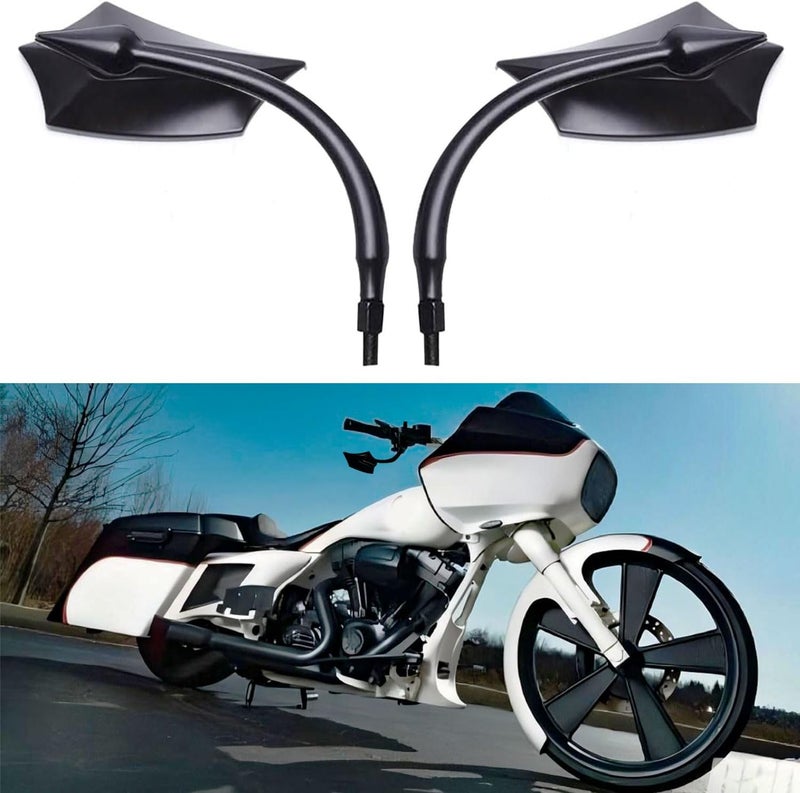 DREAMIZER Black 8mm/10mm Motorcycle Rear View Side Mirrors for Cruiser, Chopper, Sportster, Dyna, Softail, and More - Image 1