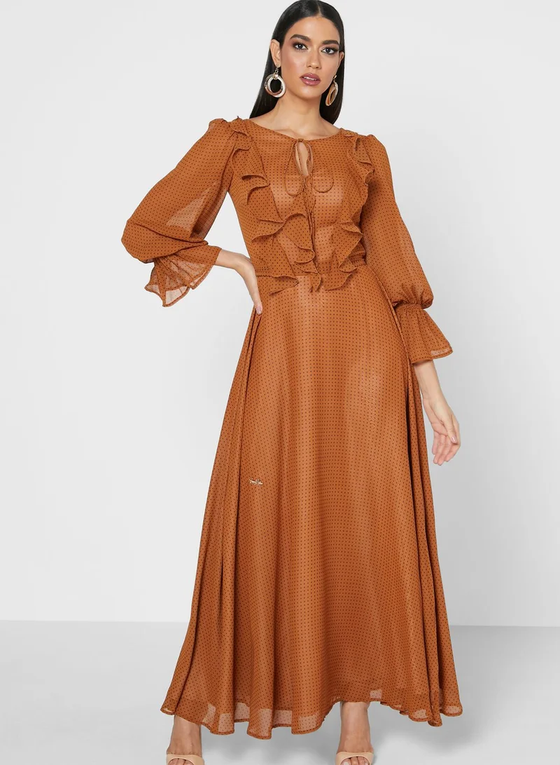 Fashion Trends by Suzy Matar Ruffle Detail Printed Dress