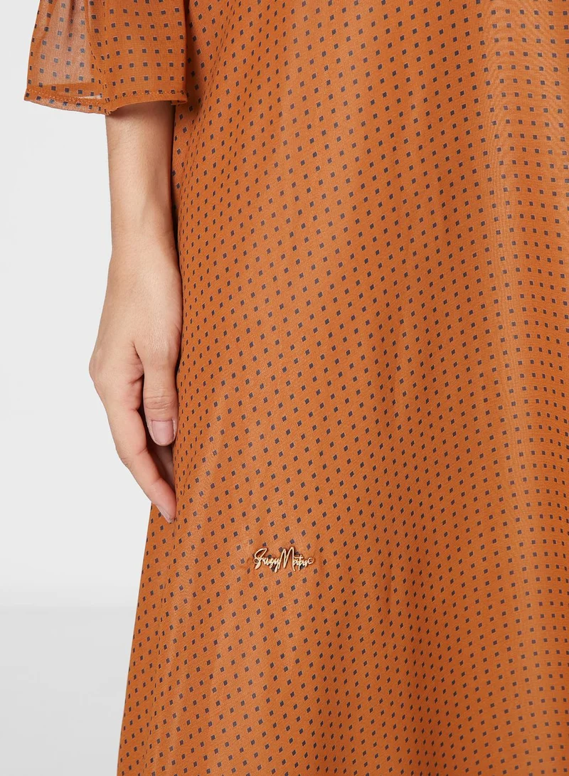 Fashion Trends by Suzy Matar Ruffle Detail Printed Dress