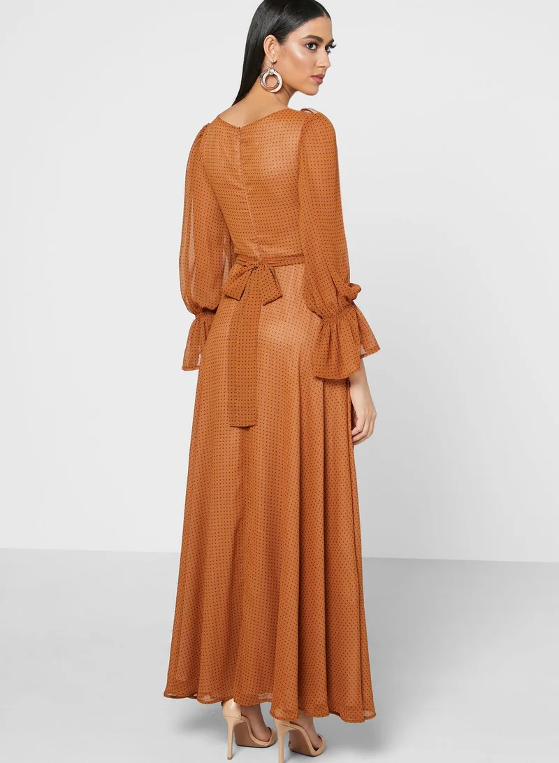 Fashion Trends by Suzy Matar Ruffle Detail Printed Dress