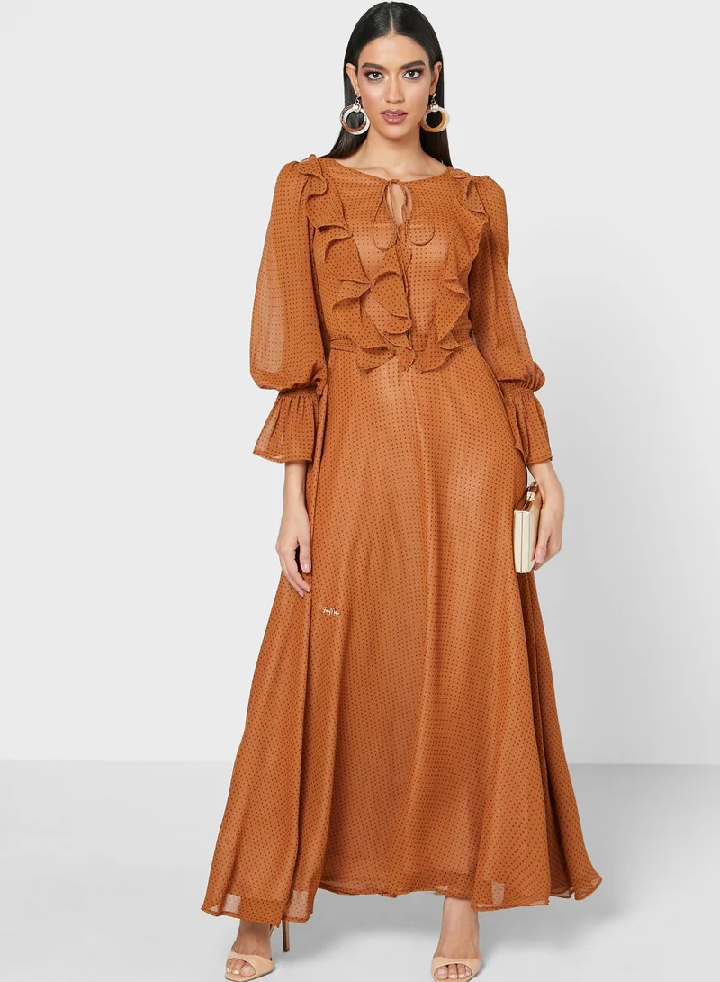 Fashion Trends by Suzy Matar Ruffle Detail Printed Dress
