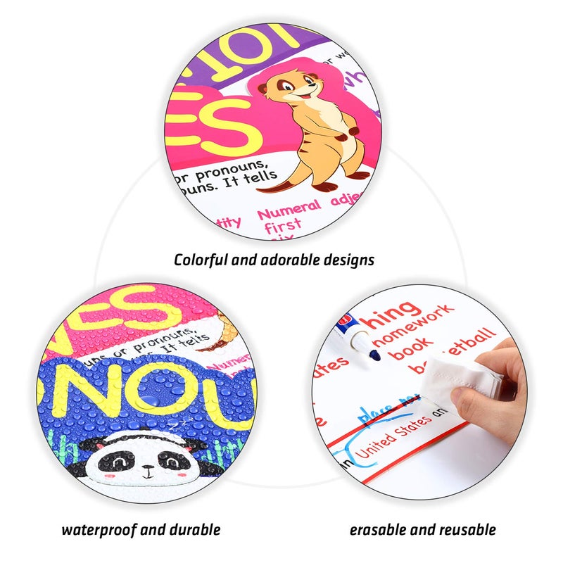 Outus 10 Pcs Parts of Speech Poster Grammar Poster Educational Grammar Cutouts Bulletin Board Set for Classroom Teachers Elementary Homeschool Essentials, 16.5 x 11.5 Inches (Bright Color,Animal) - Image 3