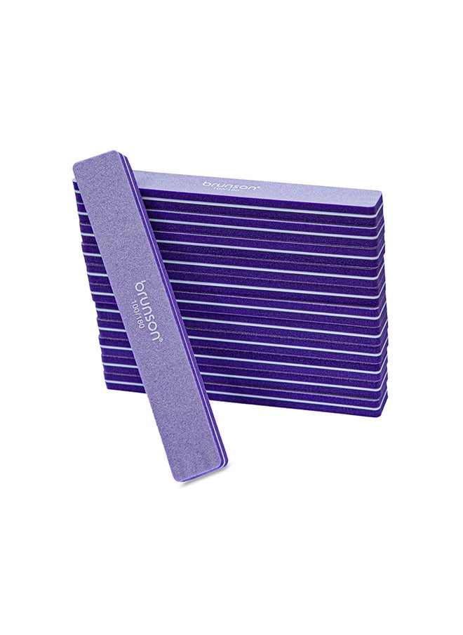 brunson 12 Pieces Manicure Files UV Gel Polish Tools Rectangular Shape Sanding Purple Nail Buffer SEB-317PR  - Image 3