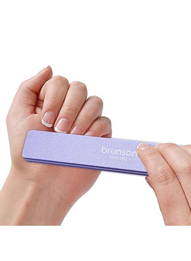 brunson 12 Pieces Manicure Files UV Gel Polish Tools Rectangular Shape Sanding Purple Nail Buffer SEB-317PR  - Image 4