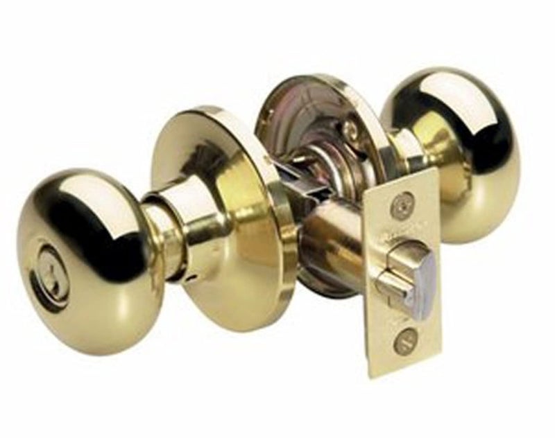 Master Lock BCO0103 Biscuit Door Knob with Lock, Polished Brass - Image 4