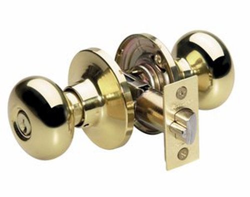 Master Lock BCO0103 Biscuit Door Knob with Lock, Polished Brass - Image 3