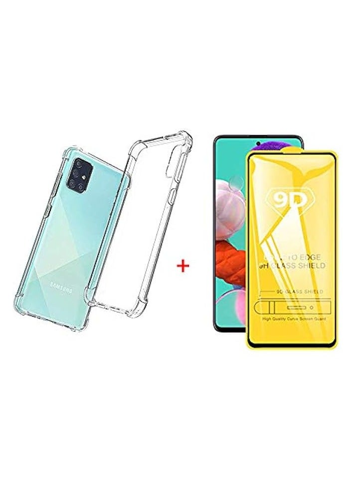 بروماس واقي شاشة لهاتف Galaxy A71 4G / 5G، من الزجاج المقسى [إطار سهل التركيب] + غطاء حماية لهاتف Galaxy A71 واقي شاشة زجاجي لاصق - Image 1