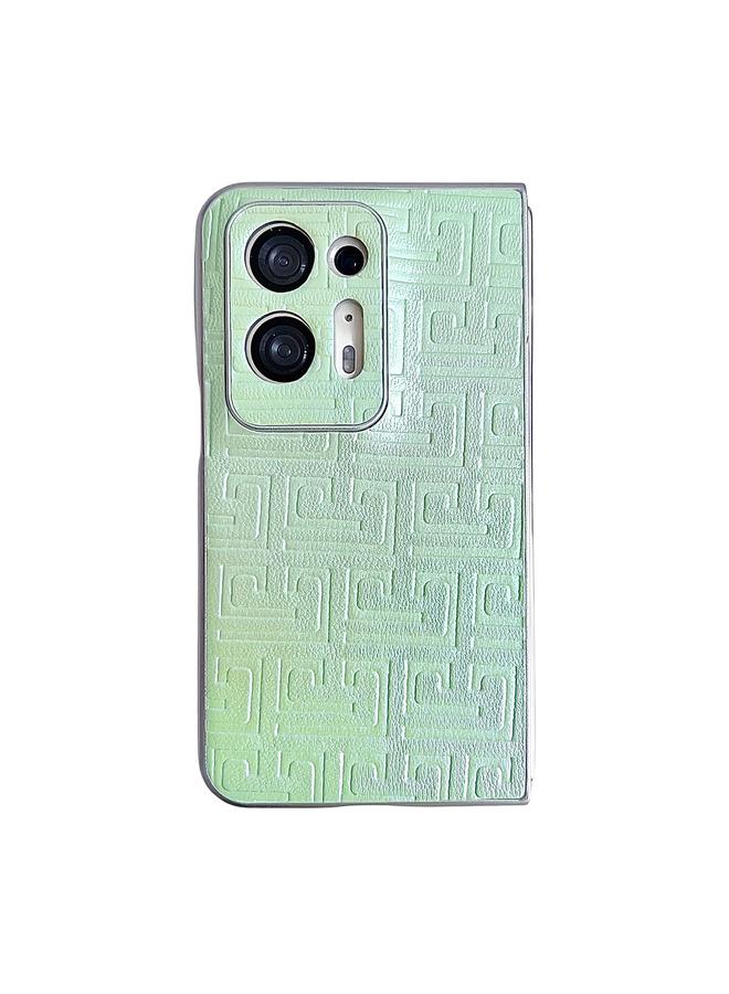 Green Tiger For OPPO Find N2 Pearlescent Paint Gradient Geometric Leather Phone Case(Green)