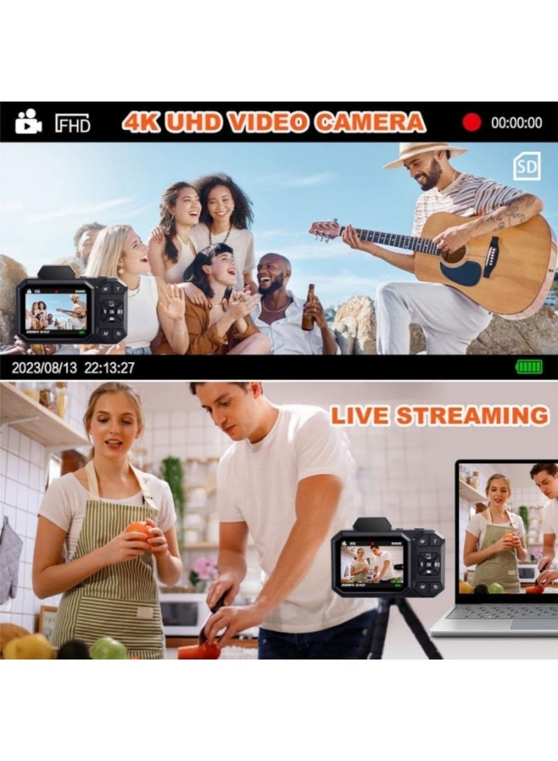 إثارة كاميرا رقمية بدقة 48 ميجابكسل 4K للتصوير الفوتوغرافي، كاميرا رقمية مقاس 2.8 بوصة مع بطاقة SD سعة 32 جيجابايت، تقريب رقمي 18X، فلاش وبطارية 2500 مللي أمبير في الساعة، كاميرا فيديو للتدوين على YouTube ككاميرا ويب - Image 5